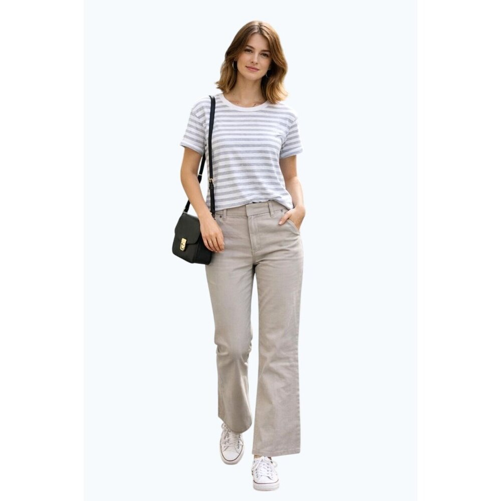 Chicos Light Stonewall Chalet Cotton Meg Flare Pants Size 1Regular